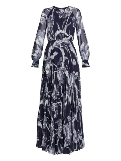 Erdem Floral-print Long-sleeve Maxi Dress In Multi