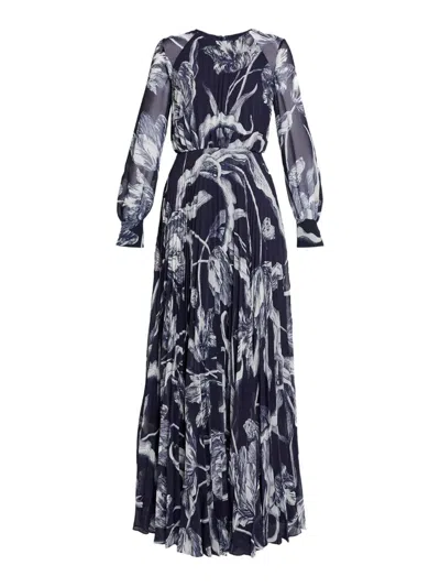 Erdem Floral-print Long-sleeve Maxi Dress In Multi