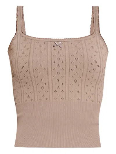 Jw Anderson Bow-detail Open-work Tank Top In Neutral