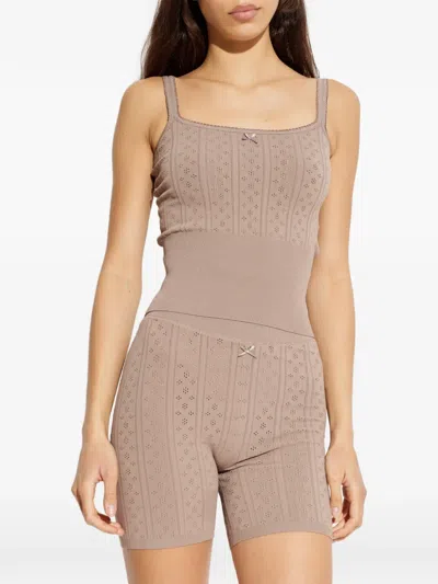 Jw Anderson Bow-detail Open-work Tank Top In Neutral