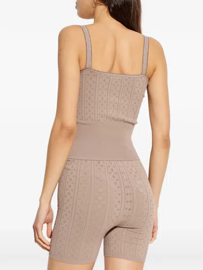 Jw Anderson Bow-detail Open-work Tank Top In Neutral