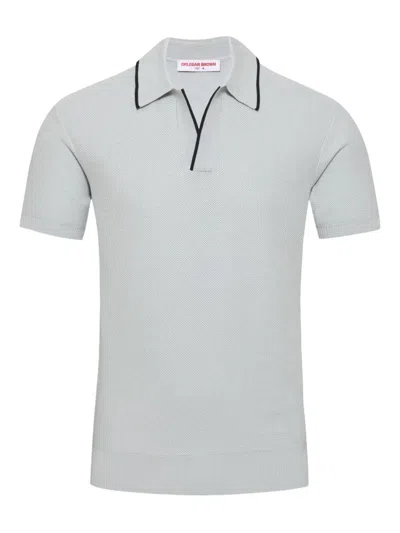 Orlebar Brown Horton Piped-trim Piqué Polo-collar Top In Gray