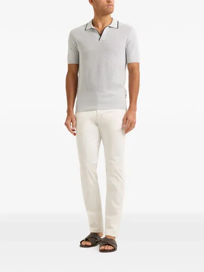 Orlebar Brown Horton Piped-trim Piqué Polo-collar Top In Gray