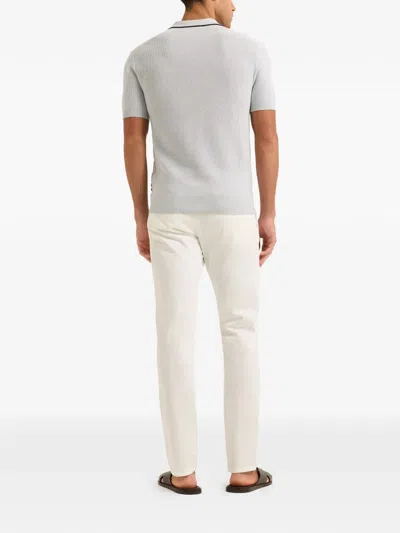 Orlebar Brown Horton Piped-trim Piqué Polo-collar Top In Gray