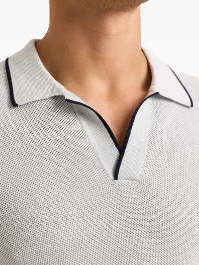 Orlebar Brown Horton Piped-trim Piqué Polo-collar Top In Gray