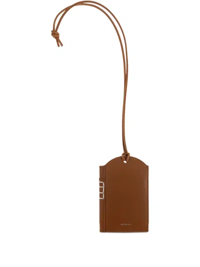 Jw Anderson Leather-tag Cardholder In Brown