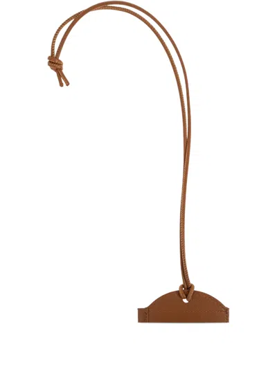 Jw Anderson Leather-tag Cardholder In Brown