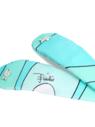 Pucci Marmo-print Hair Clip (pack Of Two) In Blue