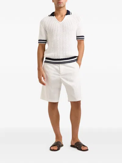 Orlebar Brown Swift Crocheted Organic Cotton Polo Shirt In Neutral