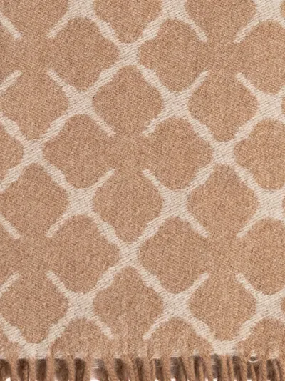 By Malene Birger Geometric-pattern Fringed Scarf In Brown