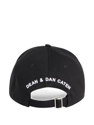Dsquared2 Structured Black Baseball Cap Embroidered Logo In Black