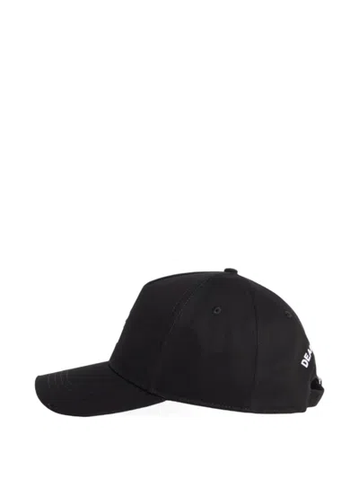 Dsquared2 Structured Black Baseball Cap Embroidered Logo In Black