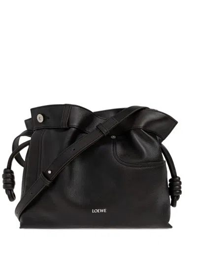 Loewe Leather Jean-detail Flamenco Clutch Bag In Black