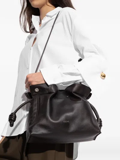 Loewe Leather Jean-detail Flamenco Clutch Bag In Black