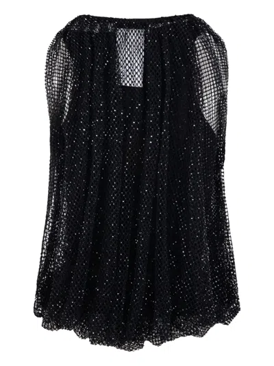 Sportmax Embellished Mesh And Jersey Top In Black