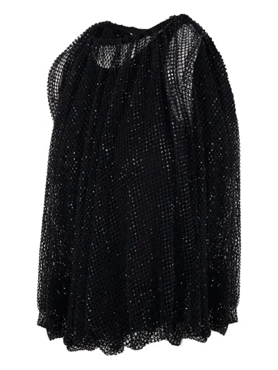 Sportmax Embellished Mesh And Jersey Top In Black