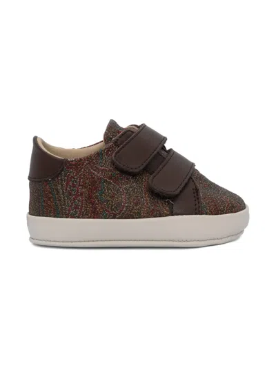 Etro Paisley Print Touch-strap Sneakers In Brown