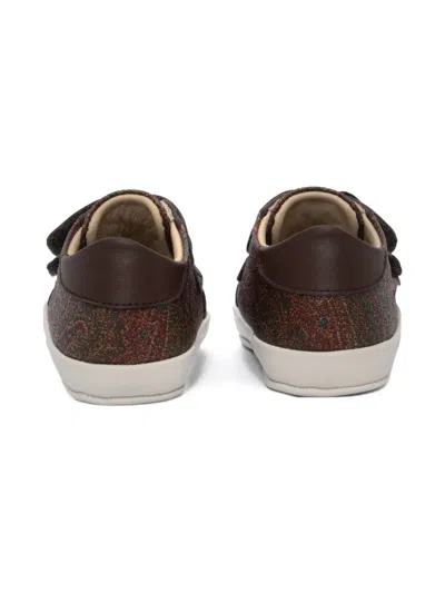 Etro Paisley Print Touch-strap Sneakers In Brown