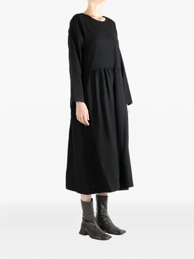 Uma Wang Long-sleeve Crew-neck Midi Dress In Black