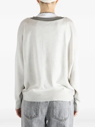 Brunello Cucinelli V-neck Sweater In Neutral