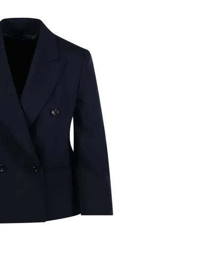 Max Mara Mxmdorico Stretch Virgin Wool Blazer In Blue