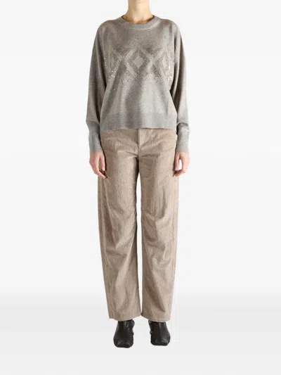 Brunello Cucinelli Sequin-embellished Sweater In Gray