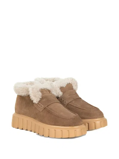 Voile Blanche 40mm Fur Trim Boots In Brown