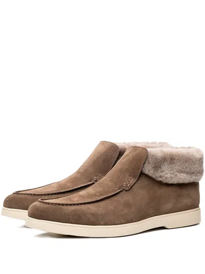 Poche Paris Fur Trim Boots In Brown