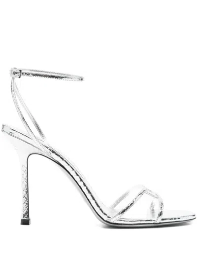 Jimmy Choo 100mm Leo Sandal In Metallic