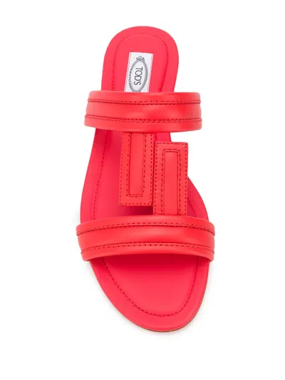 Tod's T Monogram Sandals In Red