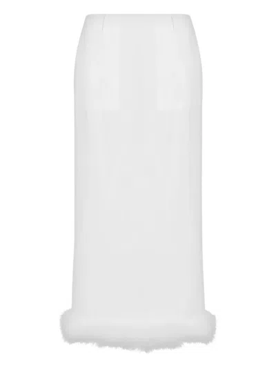 Moschino Two-pocket Fur-trim Midi Skirt In White