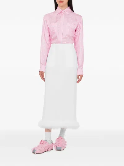 Moschino Two-pocket Fur-trim Midi Skirt In White