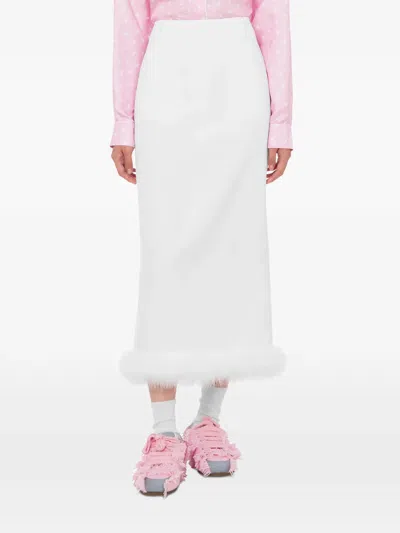 Moschino Two-pocket Fur-trim Midi Skirt In White