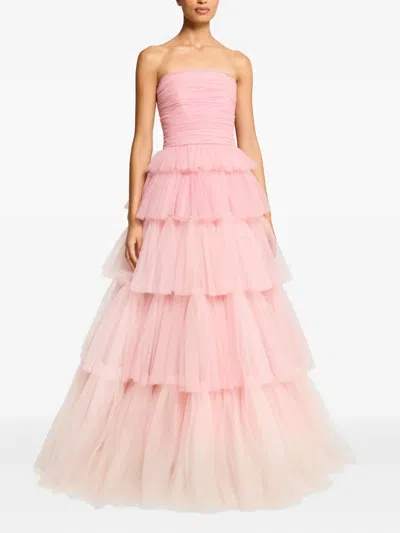 Jenny Packham Adore Tiered Bow Gown In Pink