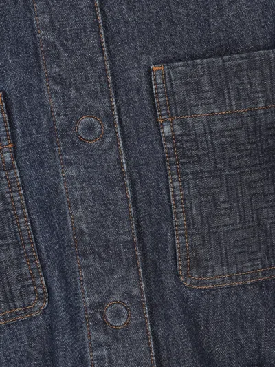 Fendi Go-to Denim Shirt Jacket With Quilted Ff Motif Clothing In Blue