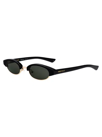 Alexander Mcqueen Black-black-grey Recycled Acetate Sunglasses In Green