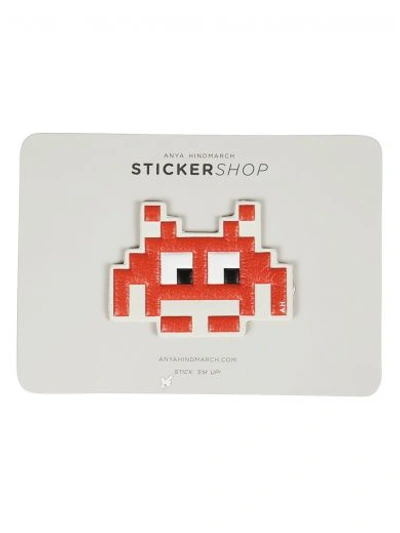 Shop Anya Hindmarch Red Space Invaders Sticker In Rosso
