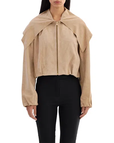 Lamarque Suede Scarf Jacket In Nude