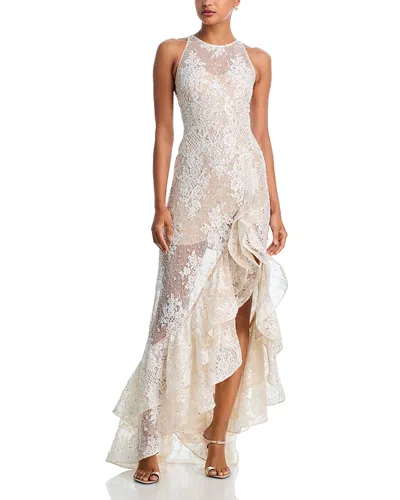 Bronx And Banco Sicilia Lace Gown In Neutral