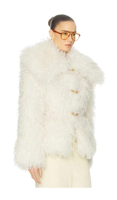 Helsa Dramatic Collar Faux Shearling Jacket In White