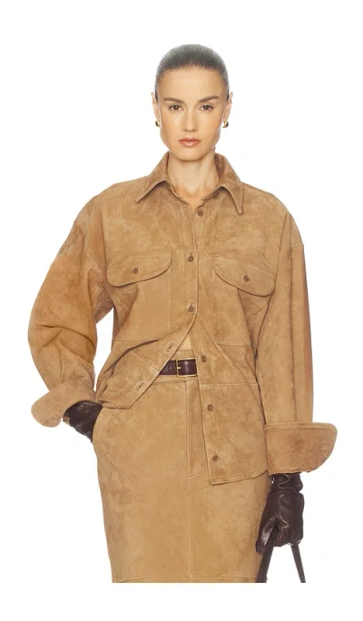 Helsa Suede Overshirt In Brown
