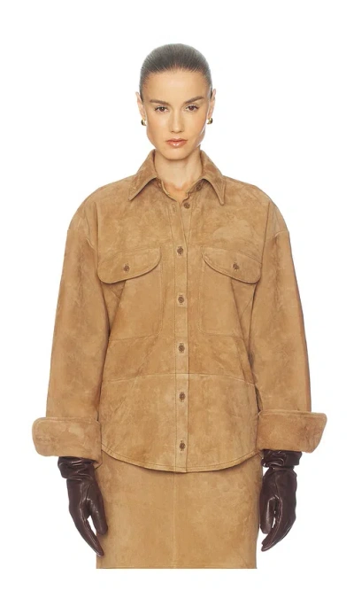 Helsa Suede Overshirt In Brown