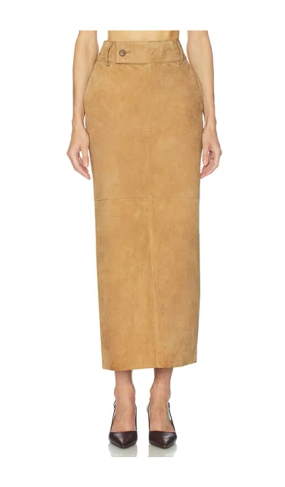 Helsa Suede Column Skirt In Brown