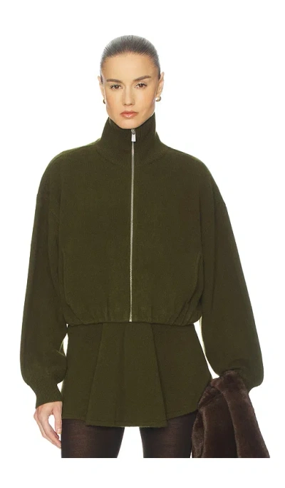 Helsa Josefine Knit Oversized Bomber In Green