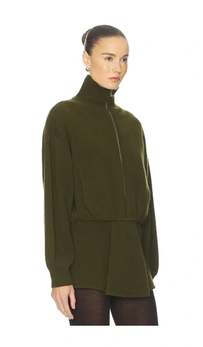 Helsa Josefine Knit Oversized Bomber In Green