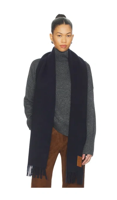 Ganni Double Face Solid Scarf In Blue