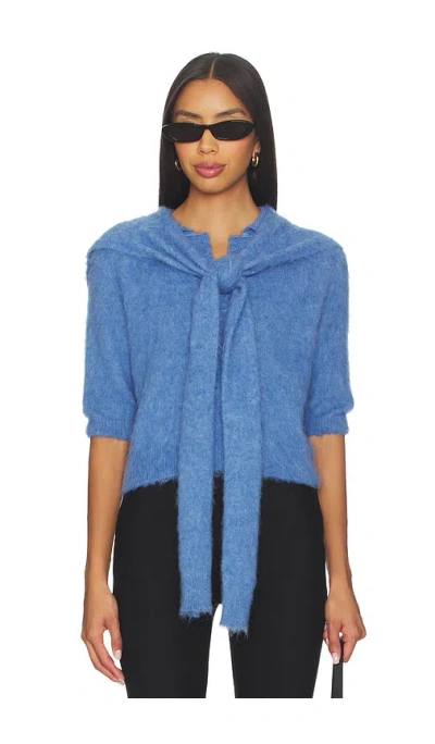 Monse Cropped Polo Knit Top With Scarf In Blue