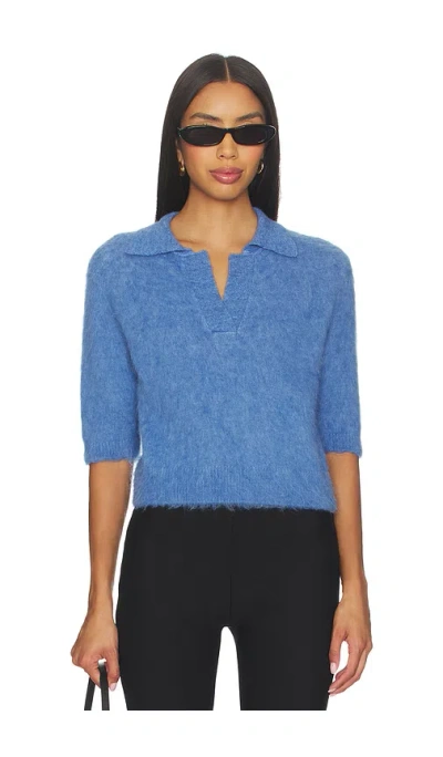 Monse Cropped Polo Knit Top With Scarf In Blue
