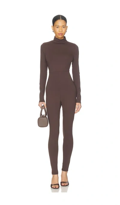 Susana Monaco Carryover Mock Neck Jumpsuit In Brown