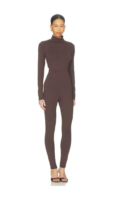 Susana Monaco Carryover Mock Neck Jumpsuit In Brown